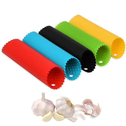 ZHjuju Knoblauchschäler aus Silikon,5 Stück Silikon Knoblauchschäler Easy Roller Knoblauch Sparschäler Silikon Knoblauch Schäler Knoblauchroller für Knoblauchpresse Gemüseschäler Küchenwerkzeuge