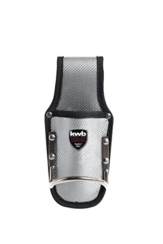 kwb Messertasche mit Hammerhalter aus strapazierfähigem Nylon - Ideal für Dachdecker und Zimmerer - Silber/Schwarz