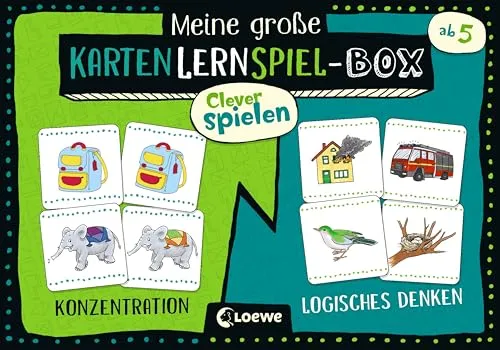 Loewe Verlag Clever Spielen - Meine große KartenLernSpiel-Box - Konzentration/Logisches Denken: Kartenspiele für Vorschulkinder ab 5 Jahre