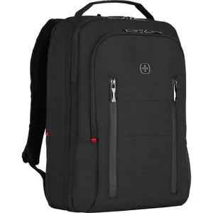 WENGER CityTraveler Laptop-Rucksack - Stylischer Rucksack für Notebooks bis 16 Zoll und Tablets bis 12 Zoll, ideal für Business und Reisen, 16 l, Schwarz