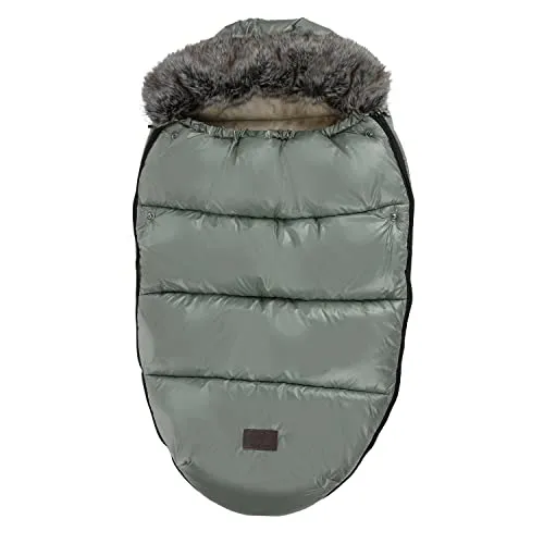 my junior® Lunar Fußsack - Morningdew Green - Kuscheliger Fleece-Fußsack für Kinderwagen, ideal für jede Jahreszeit mit abnehmbarem Oberteil und Gurtlöchern für maximale Sicherheit.