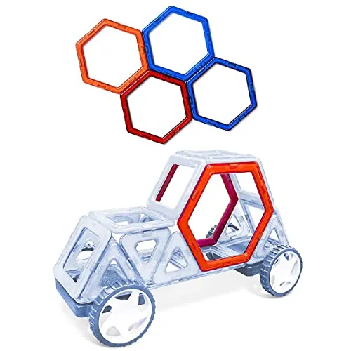 MAGNIKON Magnetische Bausteine Ersatzset | Magnetbausteine | Kinderspielzeug ab 3 Jahre | Geschenk Für Mädchen, Jungen | Montessori Spielzeug | (Sechsecke)