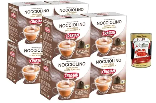 Italian Gourmet Nocciolino, Haselnuss Cappuccino Kapseln 80 Stück (8x10) cremig & aromatisch, Kaffee-Ginseng Getränk, kompatibel mit DG-System Maschinen, Vorratspack + Italian Gourmet Polpa