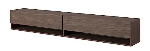 Selsey MIRRGO TV-Möbel 200 cm Nussbraun - Stylisches TV-Möbel in Nussbraun, mit 2 abschließbaren Schränken und offenen Regalen für optimale Belüftung. Ideal zur Dekoration Ihres Wohnzimmers und für Ordnung im Raum.