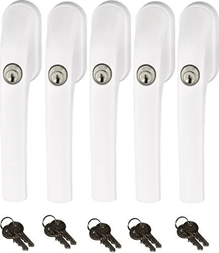 Abus FG300 abschließbarer Fenstergriff, weiß, im Set 5 Stück alle gleichschließend AL0125 mit insgesamt 10 Schlüssel
