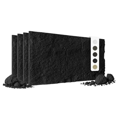 HEXIM Steinoptik Wandpaneele 4 Stück 120x60cm A002-06 Dark Black - 4 Stück 3D Wandpaneele in Dark Black, ideal für stilvolle Wandgestaltung. Robustes PU-Material, wasserabweisend und schimmelresistent, sorgt für eine elegante Atmosphäre. Einfache Montage mit geeignetem Kleber.