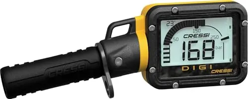 Cressi DIGI digitales Finimeter BAR - Farbe: gelb - Tauchcomputer mit automatischer Aktivierung und graphischer Druckanzeige bis 300 bar. Ideal für Taucher, die präzise Daten und eine langlebige Batterie benötigen.