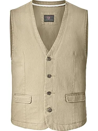 Jan Vanderstorm Herren Weste Torell beige L - 54 - Anzugweste für Herren, vielseitig kombinierbar mit lässigen Hemden oder Pullovern, aus robustem Webstoff mit eleganten Paspeltaschen für stilvolle Aufbewahrung.
