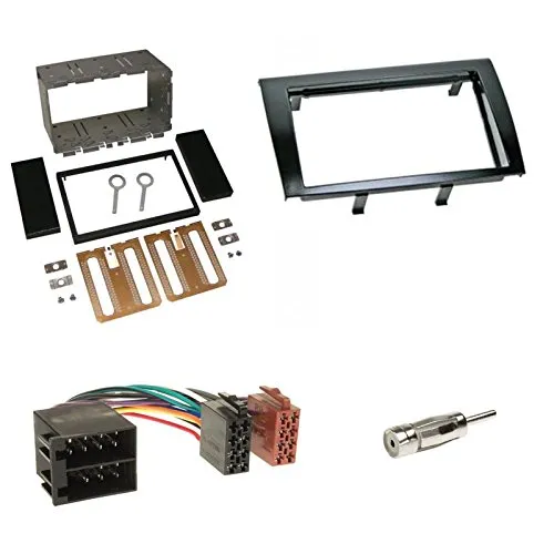 Einbauset : Autoradio Doppel-DIN 2-DIN Radioblende Radio Blende Halterung schwarz + ISO Radioanschlusskabel/Radio Adapter + Antennenadapter für FIAT Bravo (198) ab 04/2007