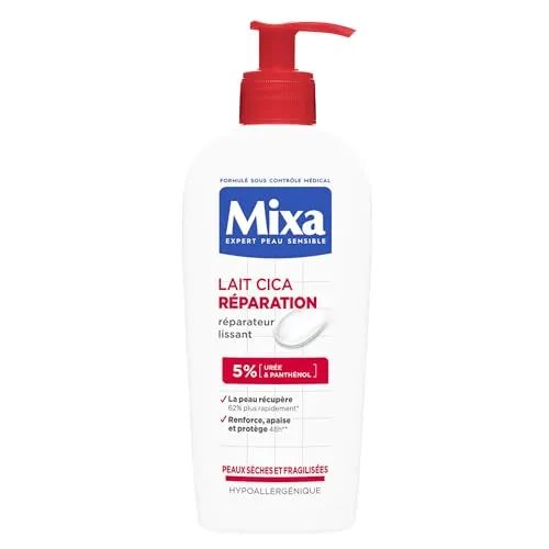 Mixa Expert Cica Reparaturmilch für empfindliche Haut – Reparaturmilch – langanhaltende Wirkung – trockene und raue Haut – hypoallergen – 250 ml