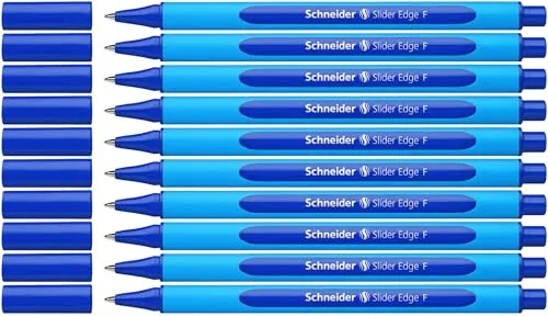 Schneider Slider Edge F Kugelschreiber (Strichstärke: F, dokumentenecht, Dreikant-Stift) 10er Packung blau