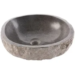 wohnfreuden Aufsatzwaschbecken Naturstein 40 cm - Elegantes Design - Waschbecken aus hochwertigem Naturstein, 40 cm rund, polierte Oberfläche, ideal für stilvolle Badezimmer und Wohnräume.