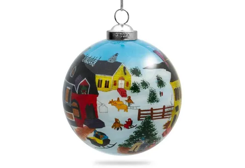 SIKORA Christbaumschmuck SIKORA K08-42 Winterdorf Glaskugel Weihnachtskugel Innenglasmalerei D: 7,5 cm