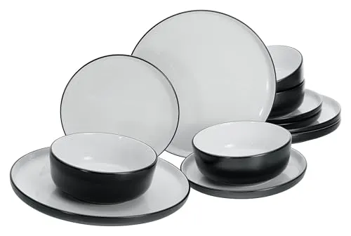 CreaTable Nordic Tellerset 12-tlg (Cool Black) in schwarz von CreaTable