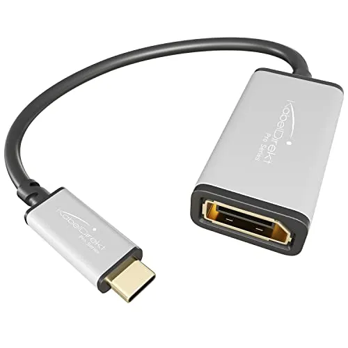 KabelDirekt – USB C auf DisplayPort DP Adapter – 0,15m (Auflösungen bis zu 4K/60Hz, USB C 3.1 und Thunderbolt 3, geeignet für MacBook Pro 2016/2017, MacBook 12“, Chromebook Pixel UVM.)