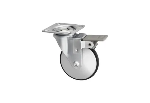 SO-TECH® Möbelrolle LINDAU Design Lenkrolle Ø 50 mm silber aus Stahl, (1-St), mit Bremse (Feststeller), Tragkraft 30 kg / Rolle