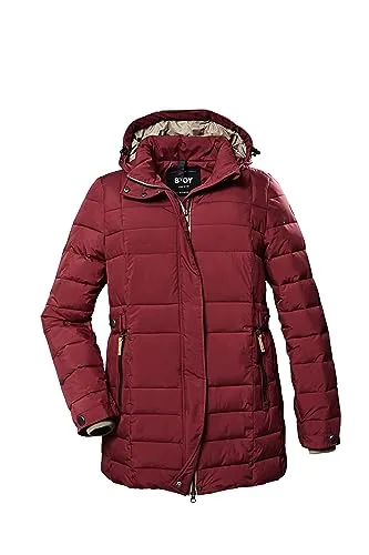 STOY Damen Steppjacke mit abzippbarer Kapuze - Weinrot, Größe 44 - Funktionsjacke in großen Größen, winddicht und wasserabweisend mit praktischen Taschen und Taillenregulierung für optimalen Tragekomfort.