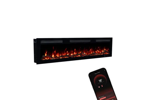 GLOW FIRE Elektrokamin Inside Wandkamin mit 3D Feuer und Heizung (Thermostat, 900- 1800 W), Elektrischer Stand-, Wand- oder Einbaukamin mit APP Steuerung, LED