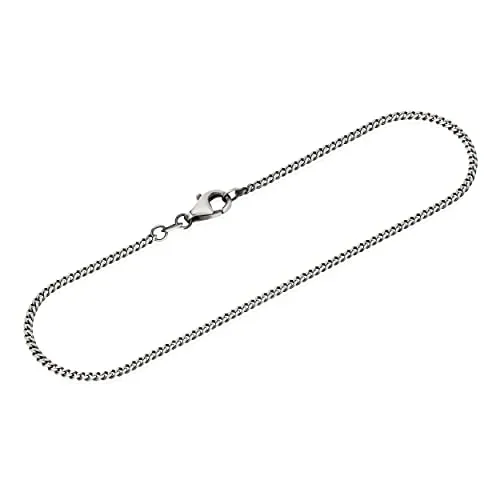 NKlaus Armband 20cm Panzerkette aus 925 Sterling Silber - Elegantes Armband aus diamantiertem 925 Sterling Silber, oxidiert. Ideal für jeden Anlass, mit einem sicheren Karabinerverschluss. Länge: 20cm, Breite: 1,7mm.