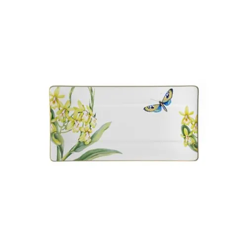 Villeroy & Boch Amazonia Servierteller 35 x 18 cm - Elegante Servierplatte aus Premium Bone Porzellan, verziert mit filigranen Motiven und goldenen Akzenten. Ideal für besondere Anlässe und harmoniert perfekt mit Anmut und Modern Grace.