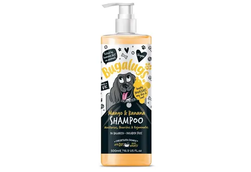 Bugalugs Tiershampoo Bugalugs Hundeshampoo Mango Banane 500 ml Vegan, 500 ml, (1-St), ph neutral, Hundeshampoo, Mango und Bananenextrakt