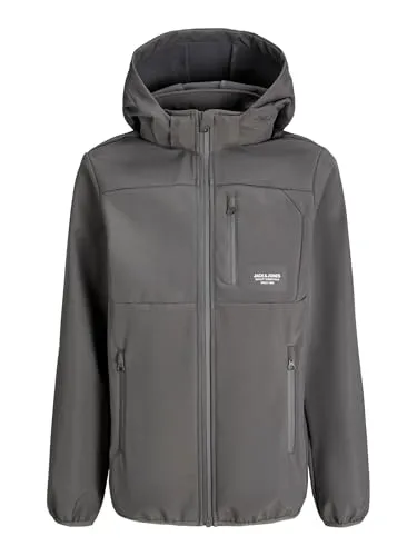 JACK & JONES Boy Softshell Jacke - Funktionsjacke für Junioren mit Kapuze, wind- und wasserabweisend, ideal für Outdoor-Aktivitäten und wechselhaftes Wetter.