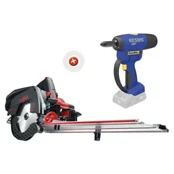 Mafell Dachdecker-Akkupaket mit Kappschienen-Säge KSS 60 und Blindnietsetzgerät PowerBird
