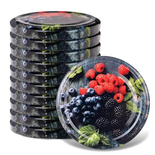 KADAX 10er Set Schraubdeckel Ø 66 mm in Sommerbeeren – Ersatzdeckel für Einmachgläser & Vorratsgläser, luftdicht & auslaufsicher