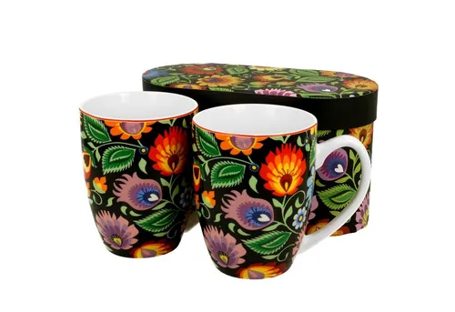 MamboCat Becher Etnic 2x Becher 300ml 2 Personen Blumen bunt Porzellan