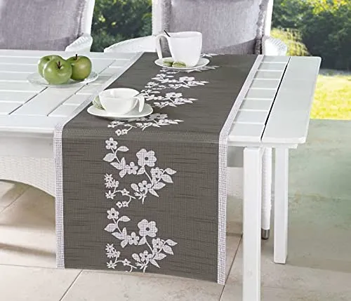 Unbekannt Tischläufer Borkum-Ranke Anthrazit 40x150 cm