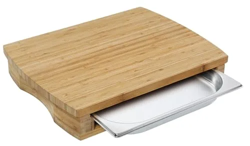 ZASSENHAUS STATION ONE Schneidebrett mit Schale - Schneidebrett mit integrierter Edelstahl-Auffangschale, ideal für Meal Prep. Lebensmittel und Abfälle werden sauber getrennt, kann auch separat genutzt werden.