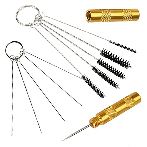 Royalmax® Airbrush Clean Brush Reinigungsbürste, 5 verschiedene Bürsten zur Reinigung von Airbrushpistolen + 5 verschiedene Nadeln zur Reinigung + Nozzle Cleaner