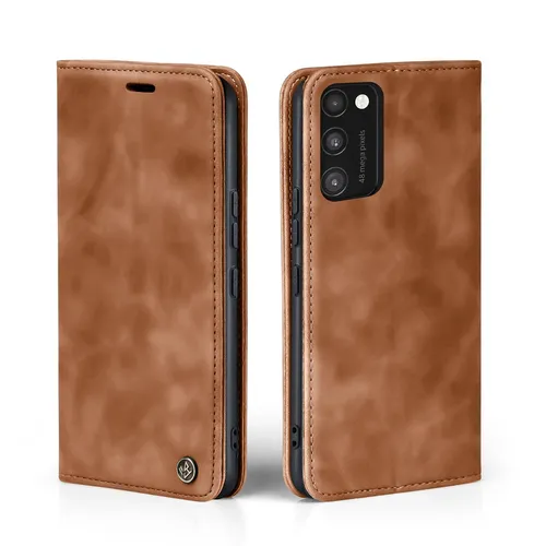 Handy Hülle für Samsung Galaxy A41 Handyhülle Klapp Magnet Cover Case Hellbraun