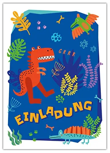 Junapack 12 Einladungskarten zum Kindergeburtstag Jungen Dinosaurier Dino Geburtstagseinladungen