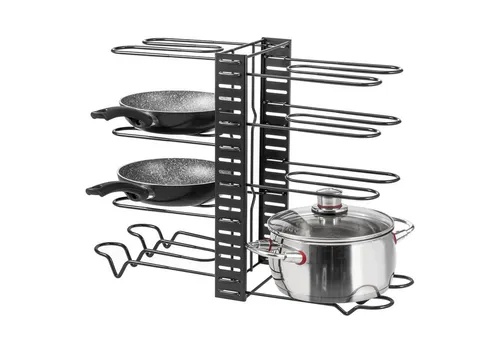 eluno Geschirrständer - Doppelseitiger Topfdeckel- und Pfannenhalter, Schwarz - Abtropfgestelle für mehr Ordnung in der Küche: Der eluno Topfdeckel- und Pfannenhalter bietet multifunktionale Stauraummöglichkeiten und passt sich flexibel Ihren Bedürfnissen an.