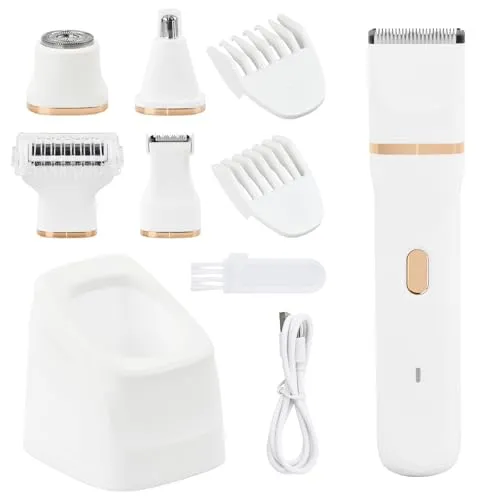 Ziyonix Rasierer Damen, 5-in-1 Intimrasierer für Frauen Damenrasierer Elektrisch IPX7 Wasserdicht Damen Bikini Trimmer Gesichtshaarentferner für Frauen für Bikinizone Achseln Beine, USB-Aufladung