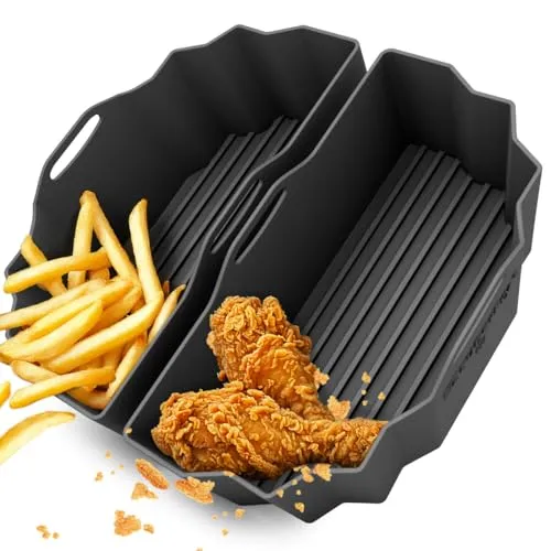 ZauberFry DUAL Silikonform für Heißluftfritteuse AirFryer kompatibel mit Philips, Cosori und viele mehr, Lebensmittelecht, Temperaturbeständig, anstelle Backpapier, Backform, Silikoneinsatz, Zubehör