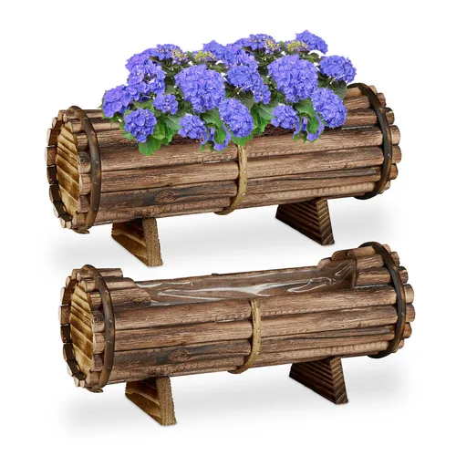 Rustikaler Blumenkasten Holz Set für Garten & Balkon - Garten-Zubehör: Hochwertiger Blumenkasten aus Holz, ideal für rustikale Akzente in Ihrem Garten oder auf dem Balkon.
