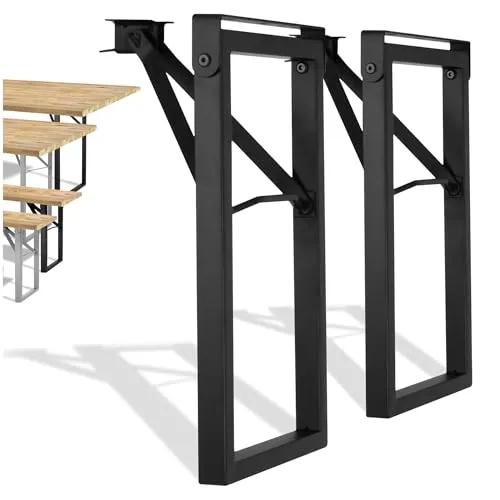 Natural Goods Berlin Klappbares Gartenbank Gestell 2er Set (Schwarz, 43 cm x 23 cm) - Bänke – Stabiles, klappbares Bankgestell für individuelle Sitzlösungen im Garten, ideal für spontane Gäste und einfache Montage.