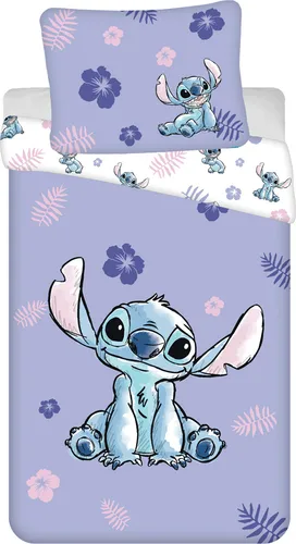 Jerry Fabrics Kinder Bettwäsche Wendebettwäsche Lilo und Stitch - Bettwaren-Set für Kinder, 100% Baumwolle, wendbar und maschinenwaschbar, sorgt für hohen Schlafkomfort und bringt Disney-Zauber ins Schlafzimmer.