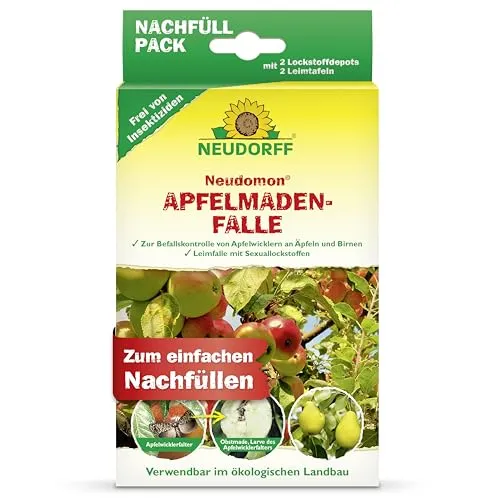 Neudorff Neudomon ApfelmadenFalle Nachfüllpack – Verlängert den Fangerfolg durch frische Köder und Leimfallen für madenfreie Äpfel und Birnen, 1 Set
