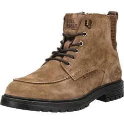 Bullboxer Stiefelette Veloursleder Schnürstiefelette Braun 44 EU - Stylische Schnürstiefelette aus Veloursleder in Mittelbraun. Ideal für den Alltag, mit komfortablem Blockabsatz und robuster Gummisohle für besten Halt.