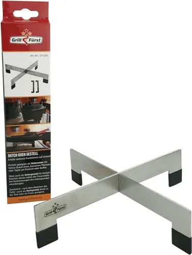 Grillfürst Dutch Oven Untersetzer 25 cm x 25 cm - Untergestell für Feuertopf, Dutch Oven Gestell, Topf-Ständer und Feuerstand in Einem, aus robustem Edelstahl, zusammensteckbar