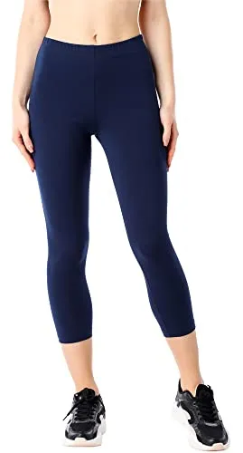 Bellivalini Damen 3/4 Leggings aus Bio-Baumwolle BLV50-184 (Dunkelblau, S)
