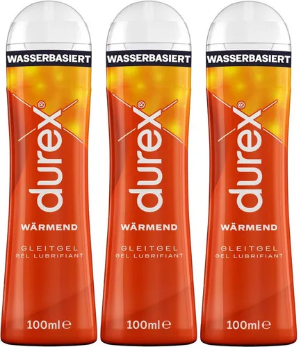 Durex Play Wärmend Gleitgel 3 x 100ml - Wasserbasiertes Gleitgel mit sanft wärmendem Effekt. Ideal für ein intensiveres Erlebnis und angenehme Anwendung. Perfekt für die Körperpflege.