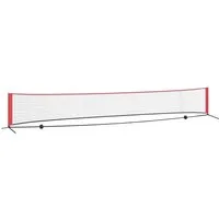 vidaXL Tennisnetz Schwarz und Rot 595 x 90.5 x 87 cm - Zubehör & Geräte für Tennis – Langlebiges Polyester-Netz mit Tragetasche für einfache Lagerung und Transport, ideal für Garten, Terrasse oder Indoor-Spiele.