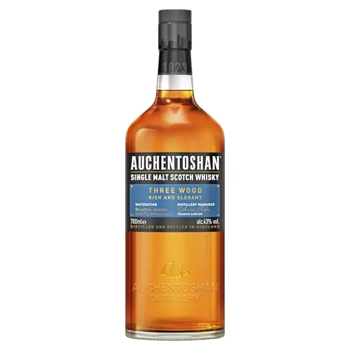Auchentoshan Three Wood - Single Malt Scotch Whisky, 3-fach destilliert und gereift in Bourbon, Oloroso und PX Sherry Fässern, 43% Vol Alkohol