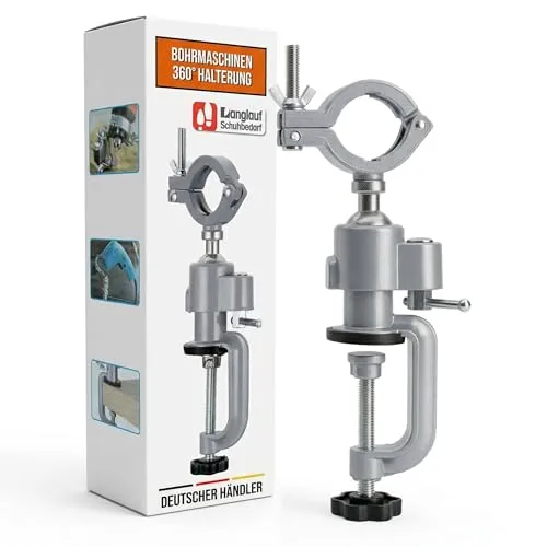 Bohrmaschinenständer – 360° drehbarer Bohrständer aus Aluminium – Multifunktionaler Bohrmaschinenhalter für Werkbank, Schleifer & Polierer – Passend für 43 mm Spannhals