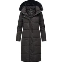 Navahoo Damen Wintermantel Blitzliebe XIV Black Gr. XL - Funktionsjacke mit verstellbarer Kapuze und abnehmbarem Kunstpelz, wasser- und windabweisend, ideal für stilvolle Wärme im Winter.