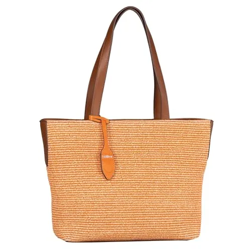 Gabor bags Eleanor Damen Shopper - Großer Umhängetasche in Orange - Einkaufstaschen mit Reißverschluss, ideal für den Sommer. Großzügiger Stauraum (DIN A4 geeignet) und leichter Tragekomfort dank 2 Henkel. Einzigartige Bastoptik und stilvolle Details machen sie zum perfekten Begleiter.